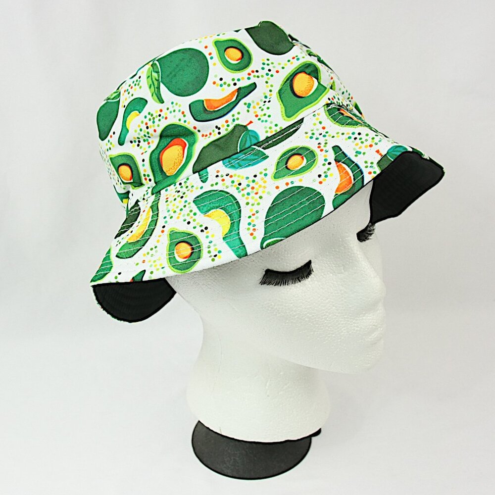 NEW Avocado Print Vegetable Reversible Floppy Bucket Clochet Hat Foldable Unisex